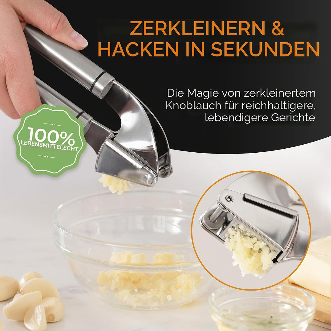 ORBLUE Knoblauchpresse Edelstahl – Premium Knoblauchpresse & Knoblauchreibe aus Edelstahl – Garlic P