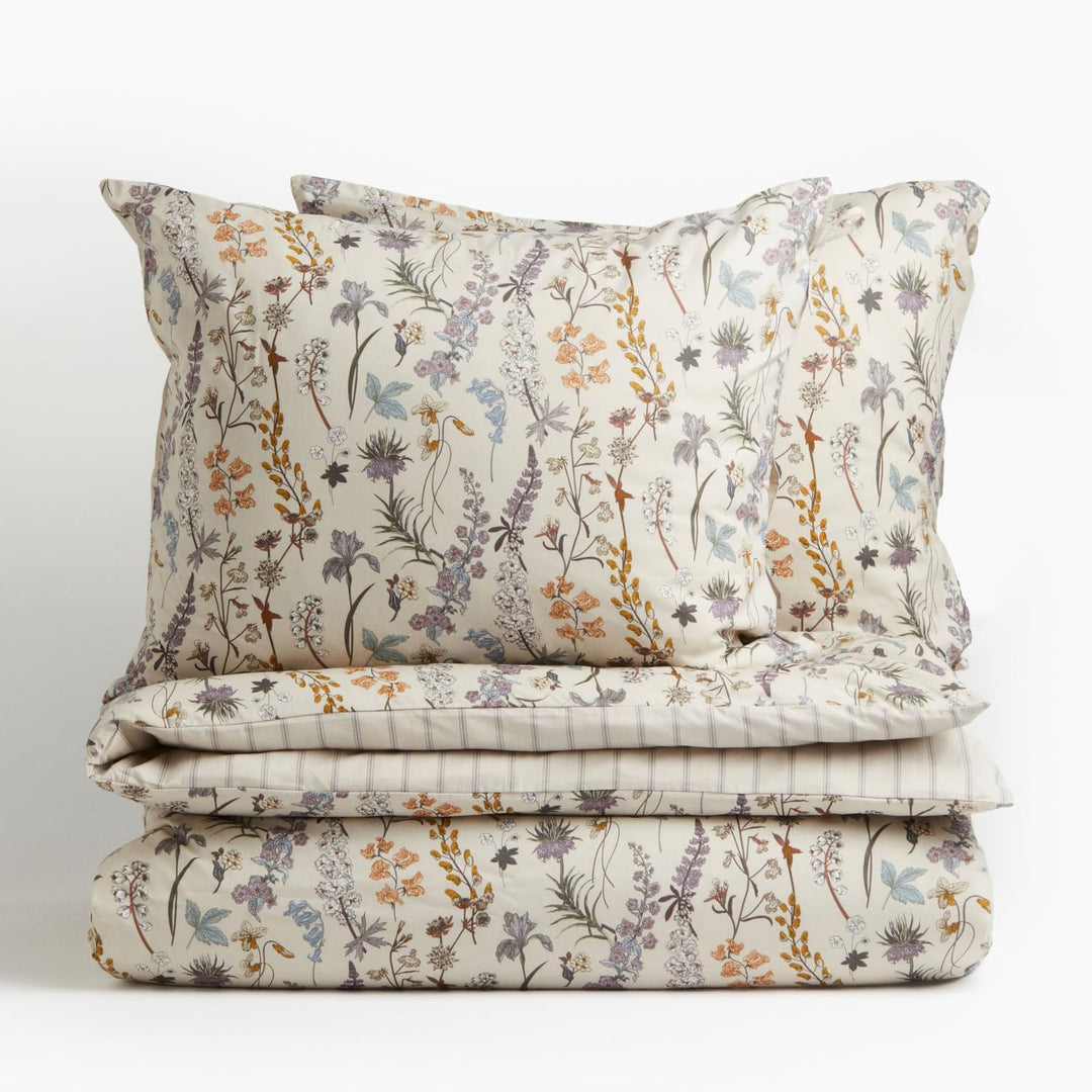 Freyamy Blumen Bettwäsche 135x200 2tlg, Aesthetic Botanisches Wende Bettwäsche-Set aus Gewaschener M