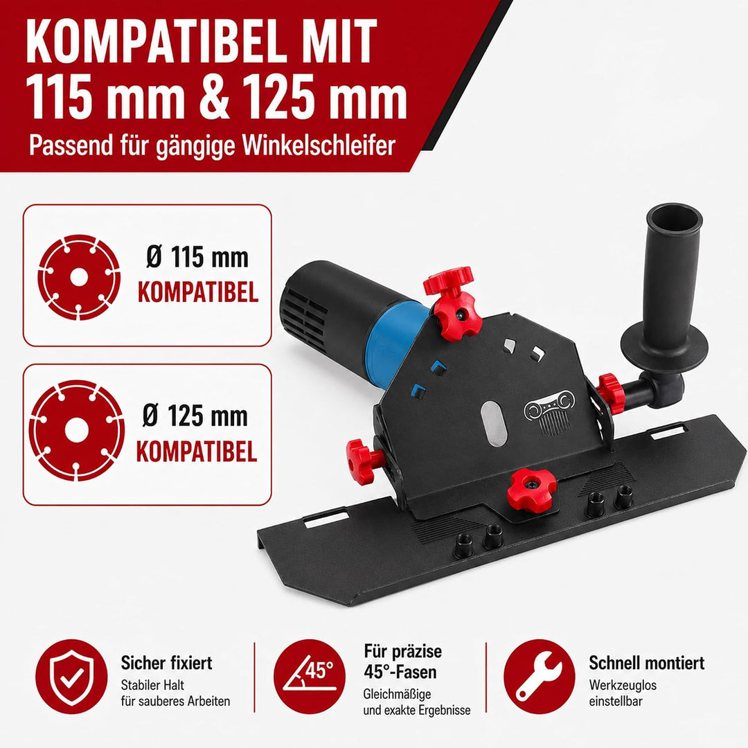 Fliesen Gehrungsschneider, 45 Grad Fliesenschneider für Winkelschleifer 115/125 mm Tile Cutter mit A