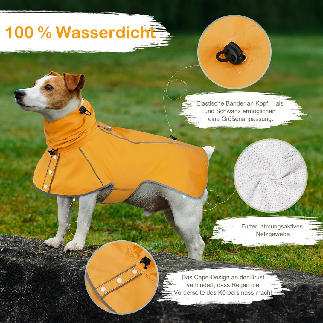Hunderegenmantel - Wasserdichter Regenjacke für Hunde, Einstellbare Regenmantel für Mittlere, Grosse