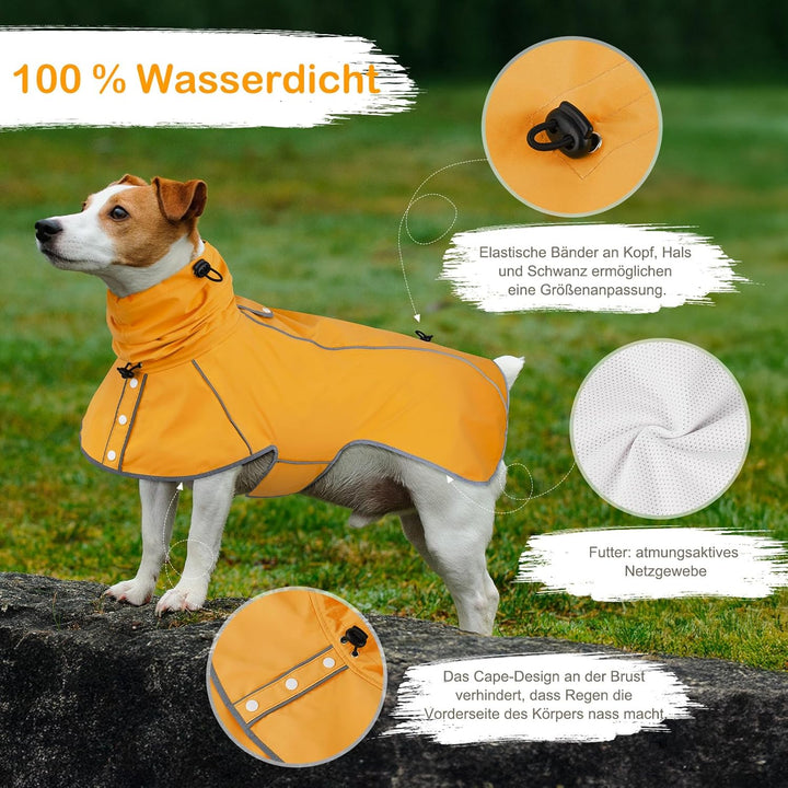 Hunderegenmantel - Wasserdichter Regenjacke für Hunde, Einstellbare Regenmantel für Mittlere, Grosse