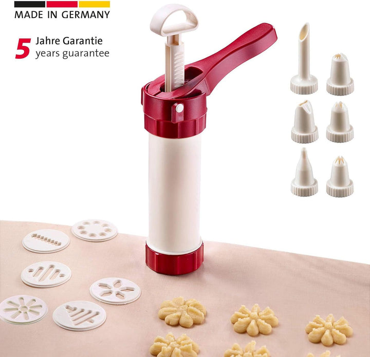 Westmark Gebäckpresse/Dekorierspritze, mit 6 Formscheiben und 6 Formtüllen, Füllmenge: 225 ml, Kunst
