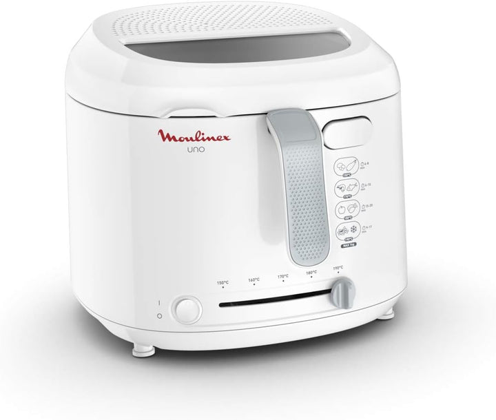 Moulinex AF2031 Fritteuse, Uno, Kapazität 1 kg für 4 Personen, Öl-Fassungsvermögen 1,8 l, Weiss XL-D