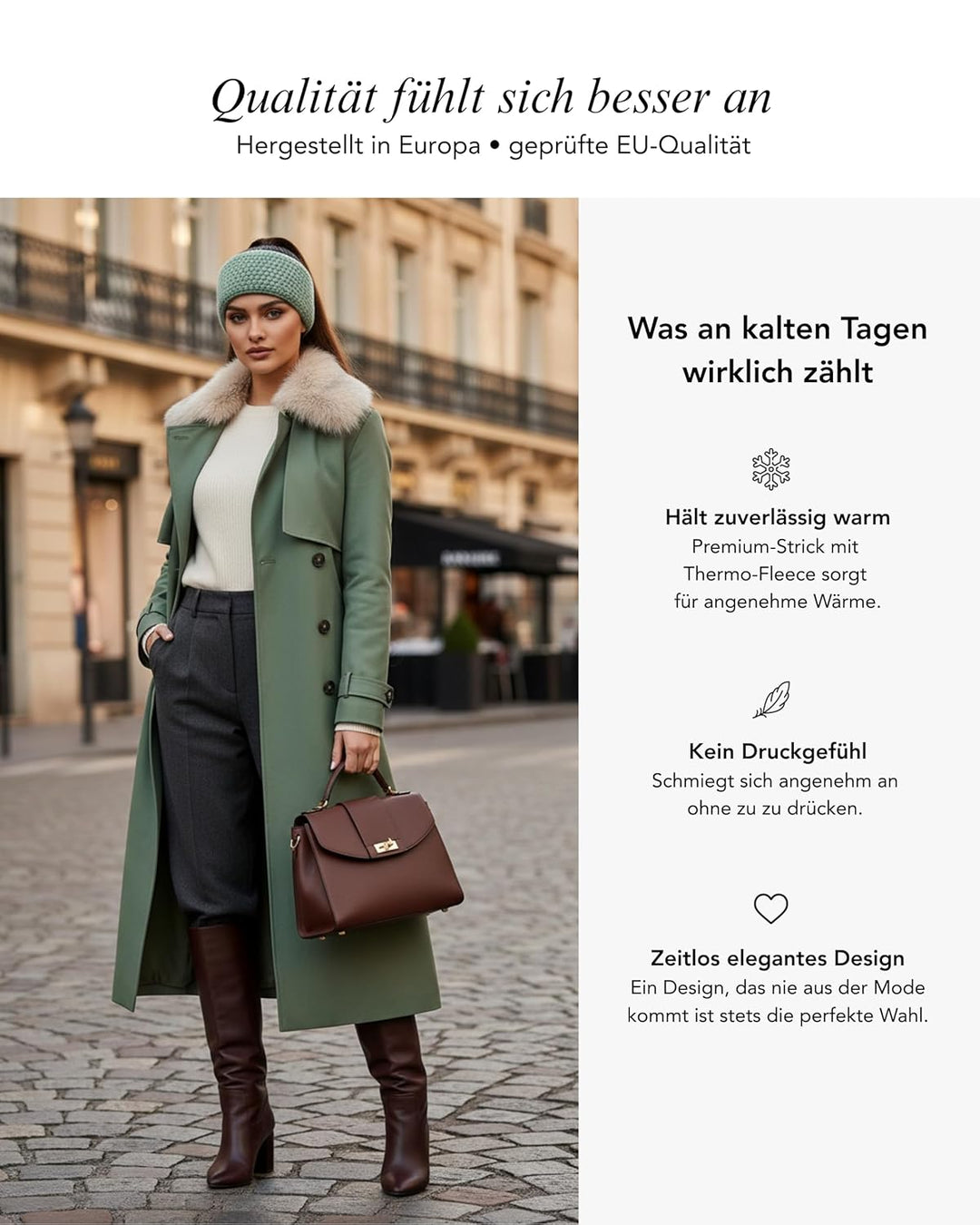 Baesics Stirnband Mint für Damen & Herren – warme & elastische Unisex Ohrenwärmer mit Fleecefutter -