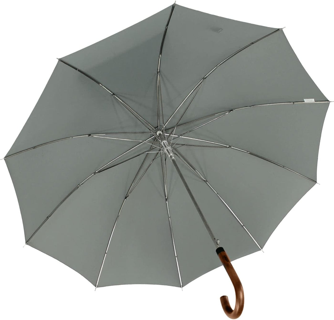 iX-brella Herren Stockschirm Automatik mit Echtholz-Rundhakengriff Grau grey, grey