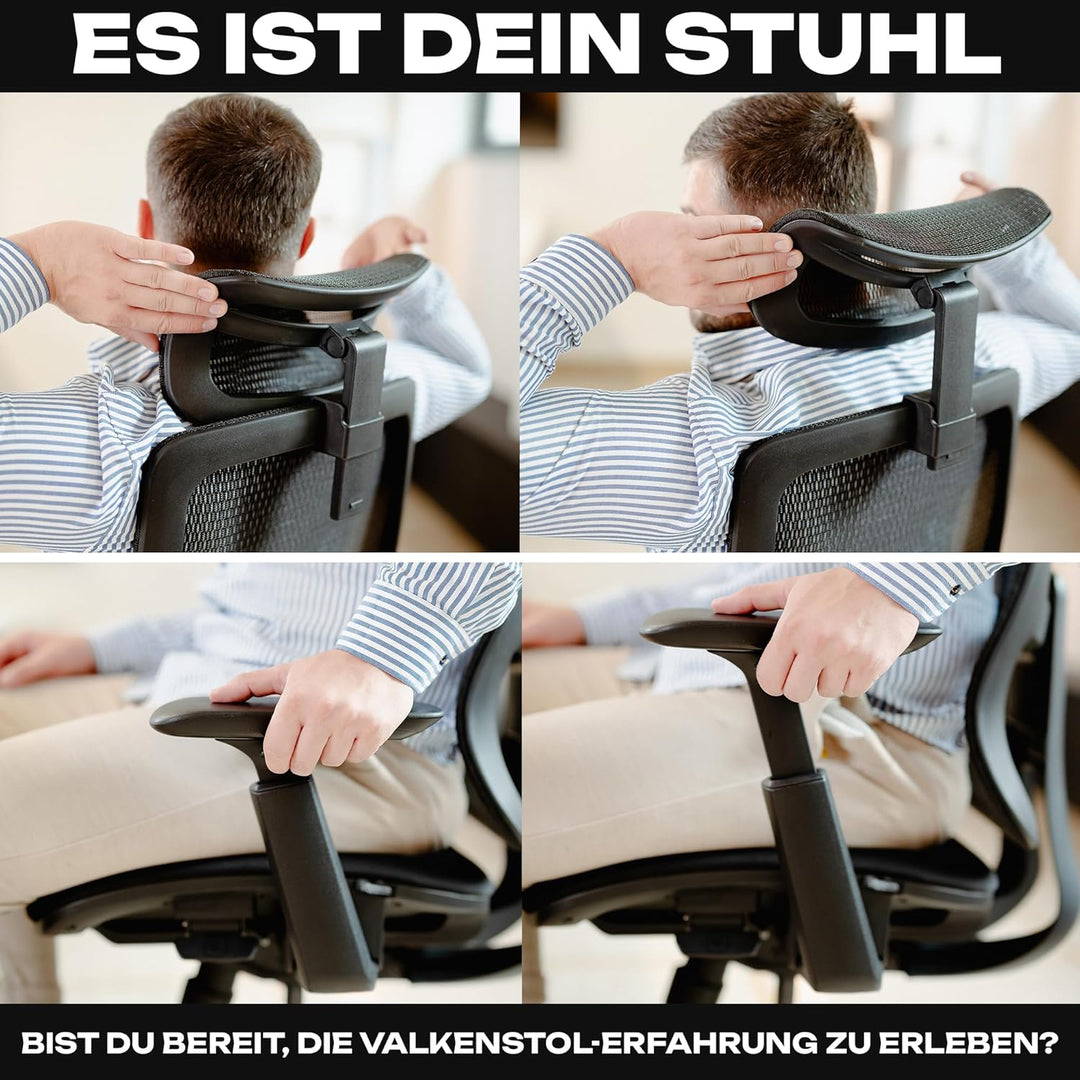 VALKENSTOL M5 Bürostuhl Ergonomisch - Höhenverstellbare Rückenlehne, Polster-Sitz - Ergonomischer Bü