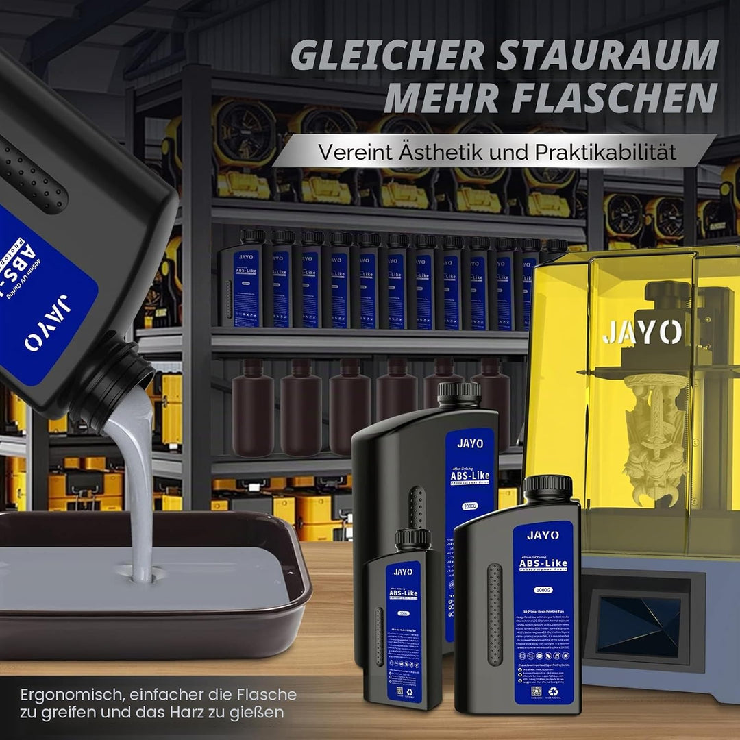 JAYO 3D Drucker Resin 1KG, ABS-Like Resin 405nm UV Standard Rapid Harz für 4K/6K/8K LCD/DLP/SLA 3D P
