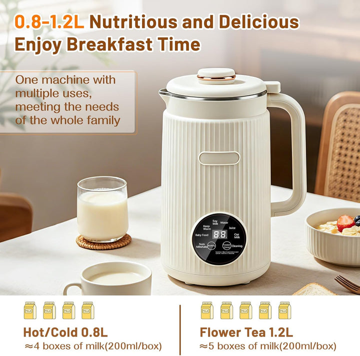 Nussmilchmaschine, 1200ml Automatische Sojamilch Maschine, 8-in-1 Hafermilch Maschine für selbstgema