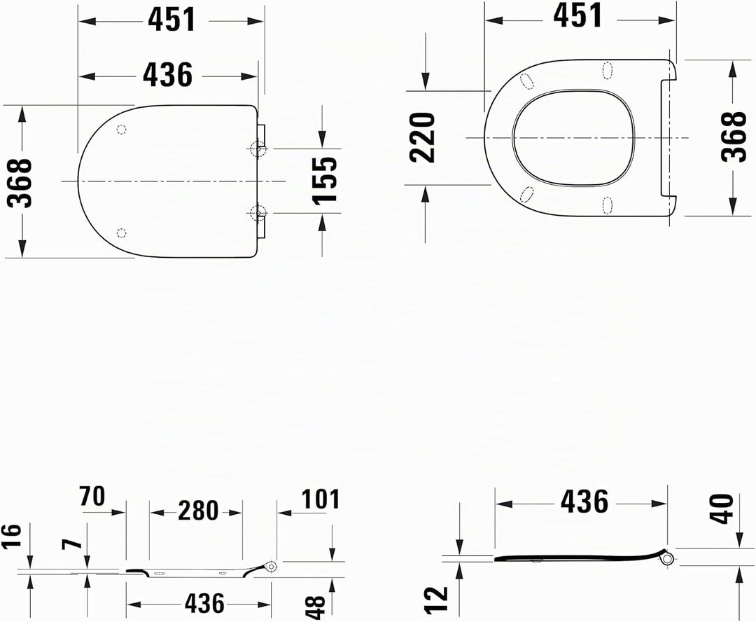 Duravit WC-Sitz Univavo, WC-Sitz D-shaped, Klobrille mit doppelter Absenkautomatik, Toilettendeckel