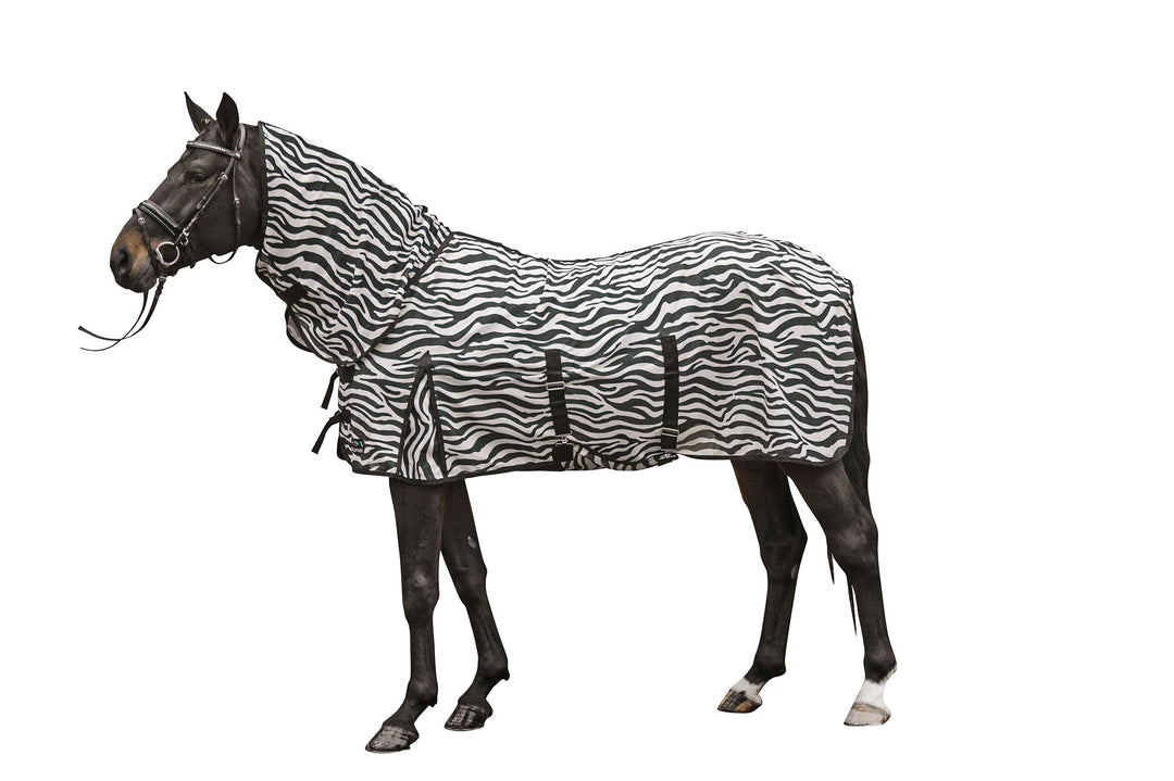 HKM Fliegendecke mit Halsteil -Zebra- mit Bauchlatz, weiss/schwarz, 155 Weiss/Schwarz 155, Weiss/Sch