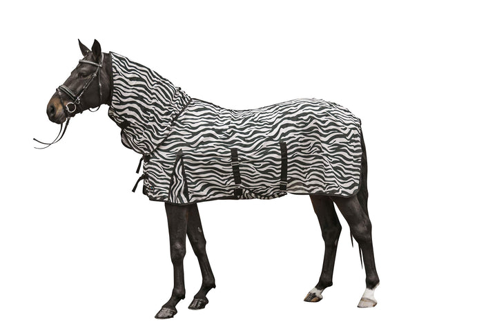 HKM Fliegendecke mit Halsteil -Zebra- mit Bauchlatz, weiss/schwarz, 155 Weiss/Schwarz 155, Weiss/Sch