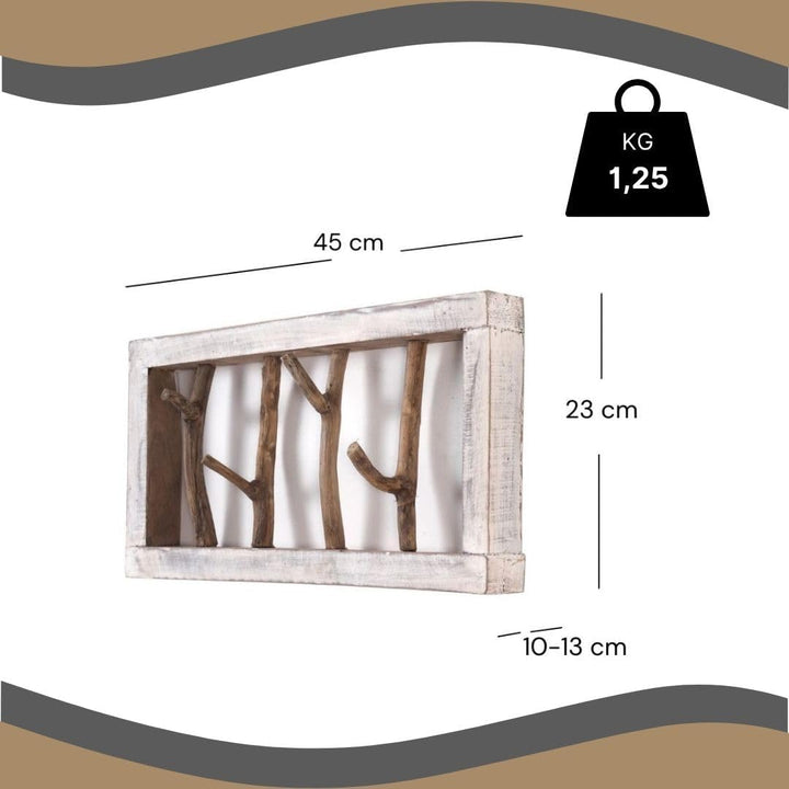 DESIGN DELIGHTS RUSTIKALE WANDGARDEROBE Limb | 45x23x~10-13 cm (BxHxT), Treibholz | Hakenleiste | Fa
