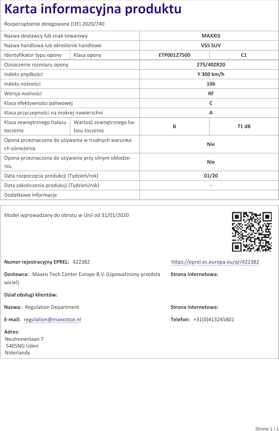 Maxxis Sommerreifen 275/40 ZR 20, 106Y XL, Victra Sport 5 SUV, VS5 SUV