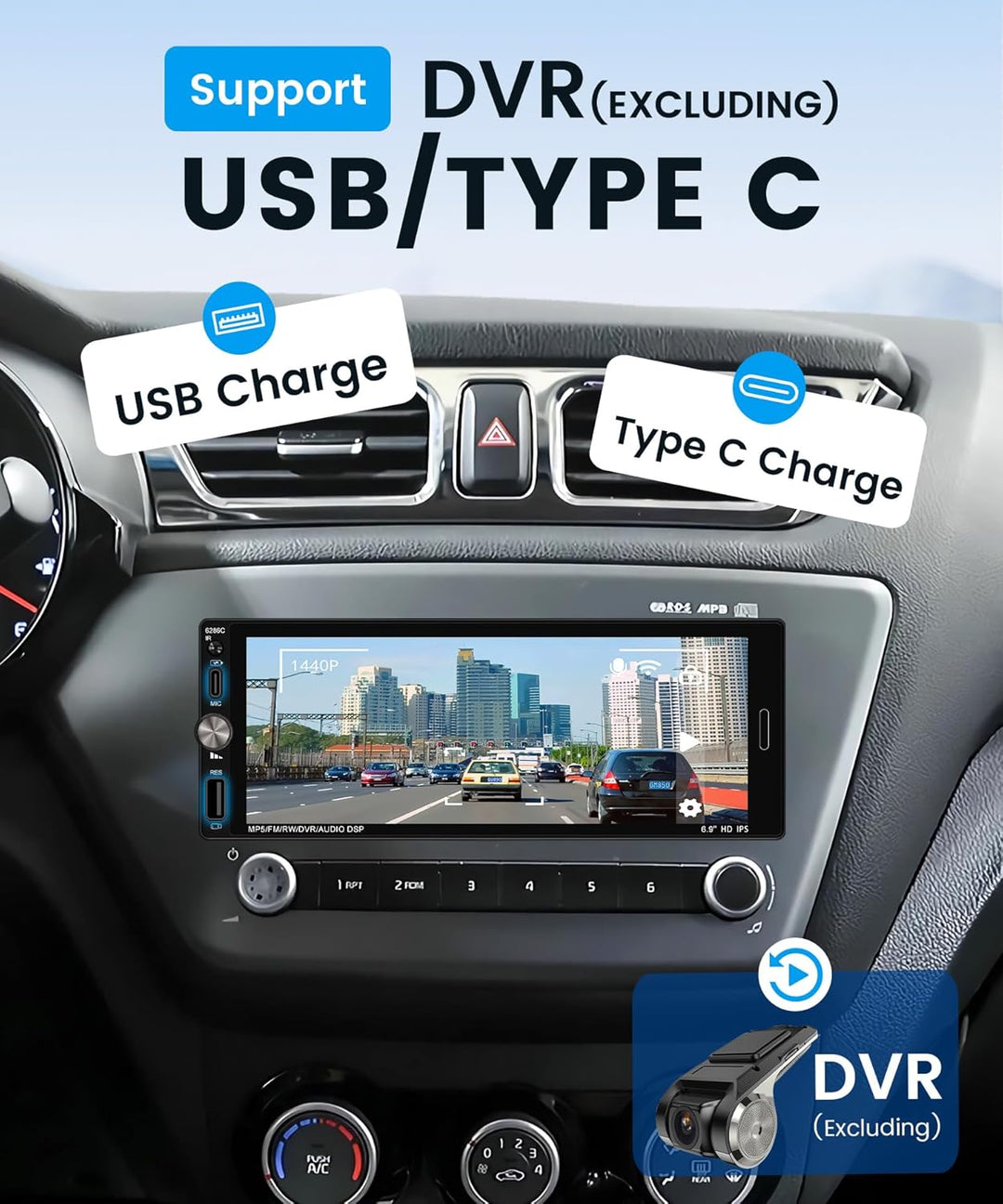 Rimoody A-pple Carplay Autoradio 1 Din mit Carplay Android Auto IOS/Android Mirror Link 6.9 Zoll Tou