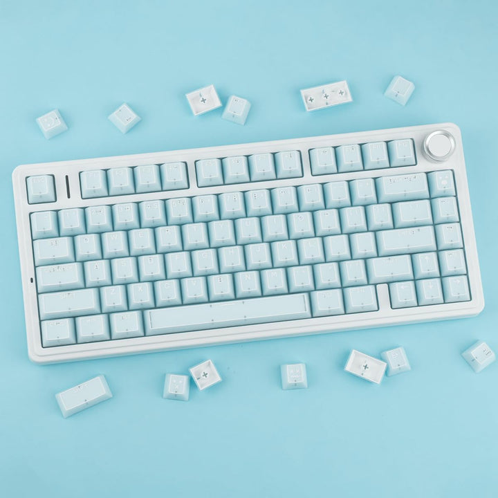 Sunzit Blau Jade Keycaps, Double Shot PBT&PC Tastatur Jelly Keycaps 142 Tasten Cherry Profile Keycap