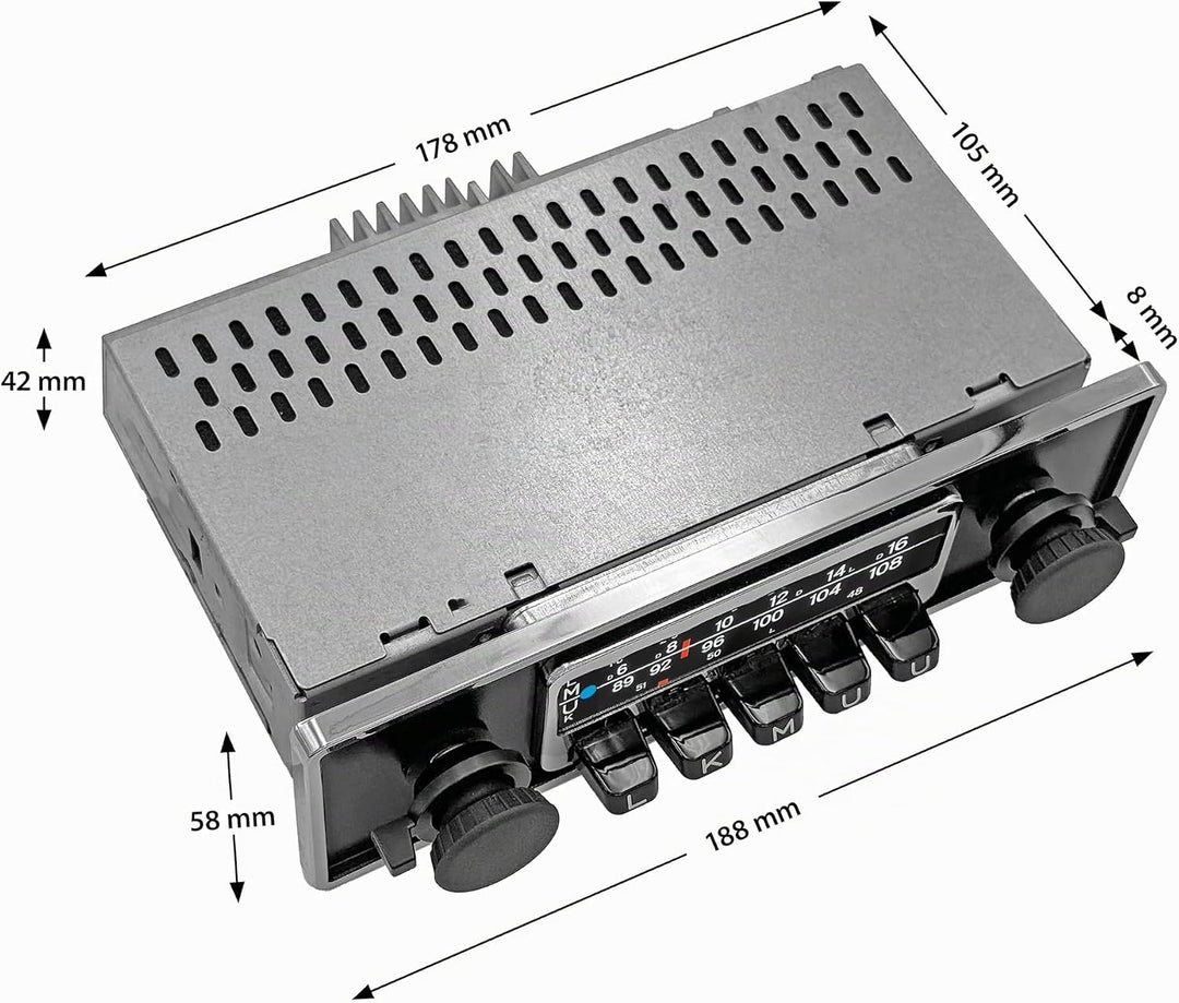 Blaupunkt Frankfurt Stereo, 1-DIN Autoradio, Oldtimer-Design mit schwarzer Metallfront und Chromrahm