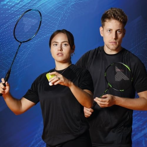 Talbot Torro Carbon Badminton Set Professional, 2 Badmintonschläger, 2 Federbälle, 2 Griffbänder & S