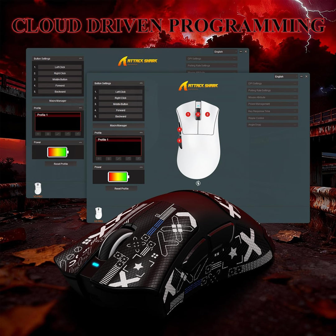 MAMBASNAKE x Attack Shark V3PRO Kabellose Gaming-Maus mit Magnetischer Ladestation,PAW3311-Sensor, B