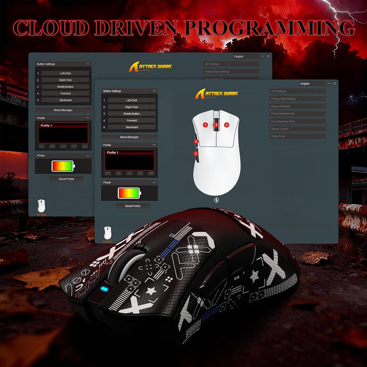 MAMBASNAKE x Attack Shark V3PRO Kabellose Gaming-Maus mit Magnetischer Ladestation,PAW3311-Sensor, B