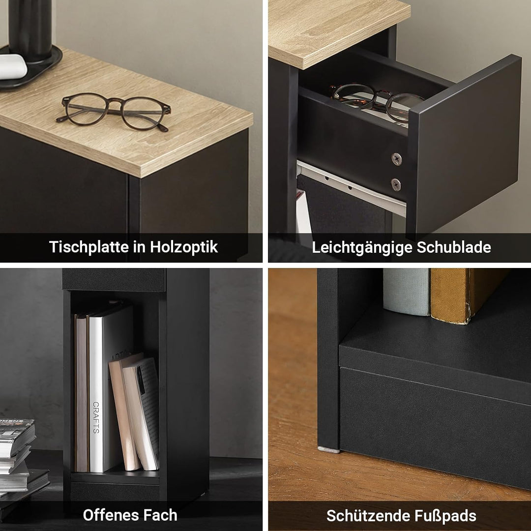 SoBuy FBT111-SCH Nachttisch mit Schublade für Boxspringbett Sofatisch Beistelltisch schmal Telefonti