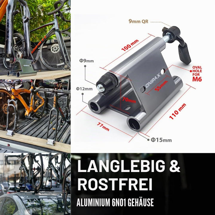 ONIPAX Triangle Bike Fork Mount Hitch Rack (Grau, 100 mm mit Quick Release) grau 100mm with Quick Re