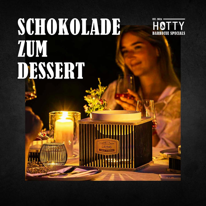 Hotty – Chocolate Schokofondue Medium ohne Strom mit Teelichtern – Schokoladen Fondue Schale für war