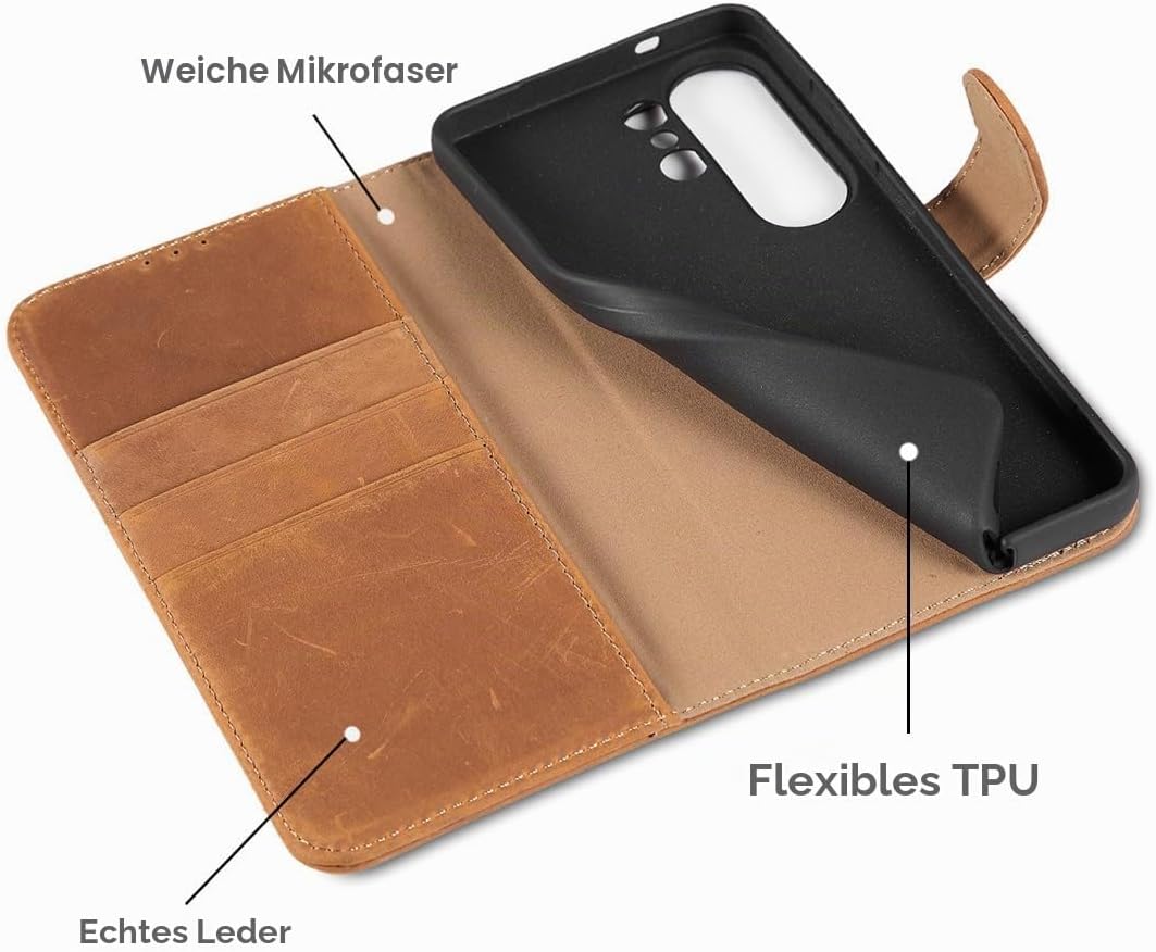 LENSUN Echtleder Hülle für Samsung Galaxy S26 Ultra, Handyhülle [Echtes Leder][RFID Schutz] Lederhül