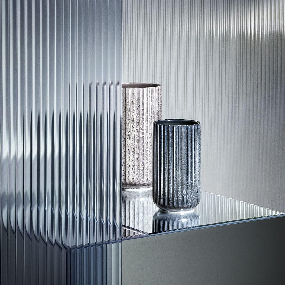 Lyngby Porcelæn Radiance Vase H20.5 cm Lyngby Klassische Rillen, grau 20,5cm Grau, 20,5cm Grau