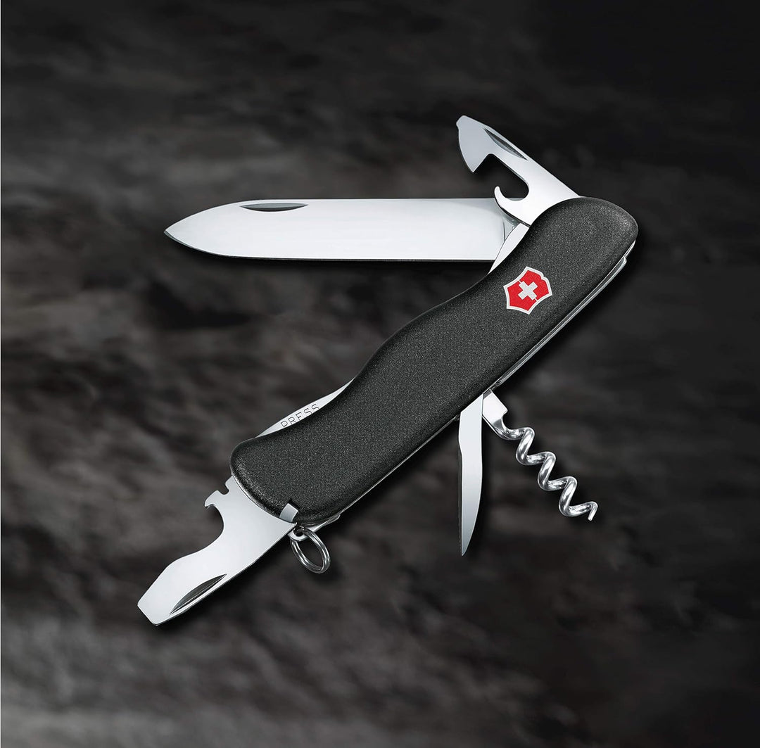 Victorinox Picknicker Taschenmesser (11 Funktionen, Feststellklinge, Schraubendreher) Schwarz, Schwa