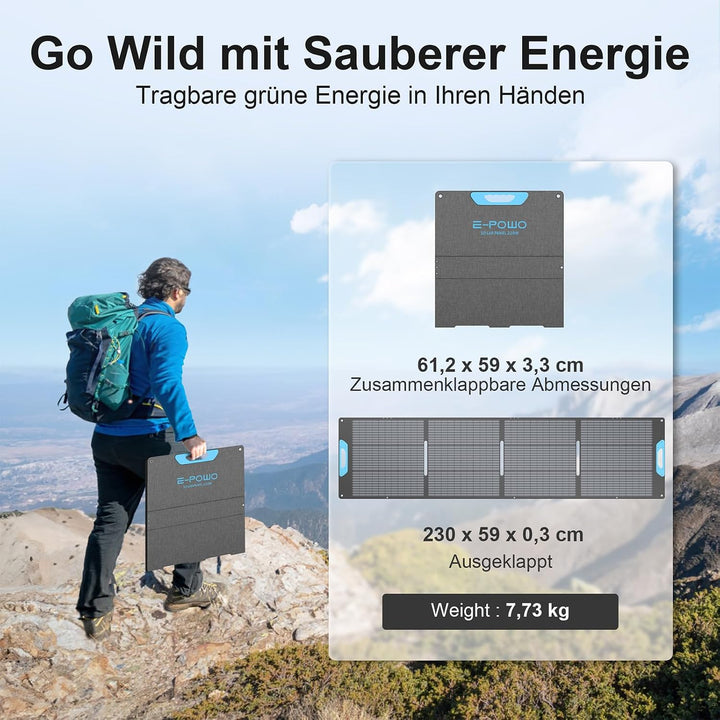220W Faltbares Solarpanel Monokristallin mit USB-C PD 3.0 & USB-A QC 3.0 | 23,5% Wirkungsgrad & IP67