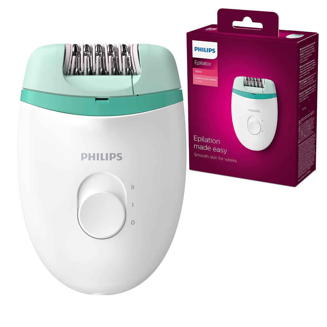 Philips Satinelle Essential BRE224/00 Kompakter Epilierer mit Kabel, Weiss / Grün Weiss / Grün Kompa