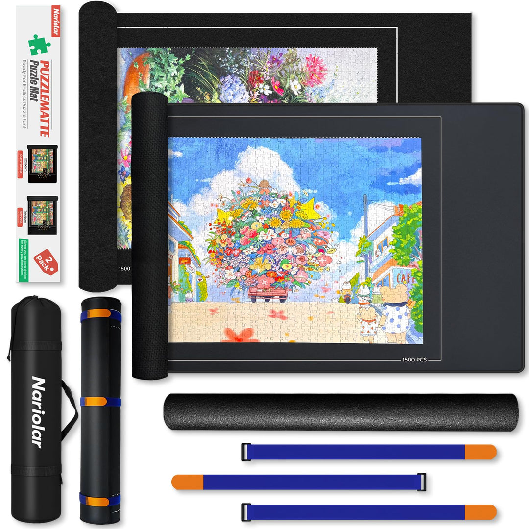 Nariolar Puzzlematte 500/1000/1500 Teile, 2er Set aus Gummi und Filz – Puzzleteppich dient als prakt