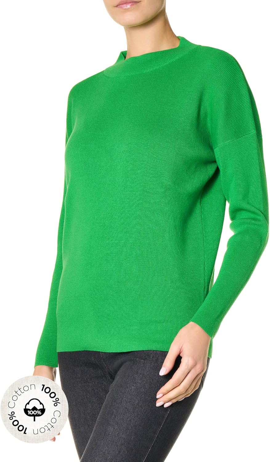 goldenpoint Damen Ajour-Pullover Lange Ärmel S Grün, S Grün