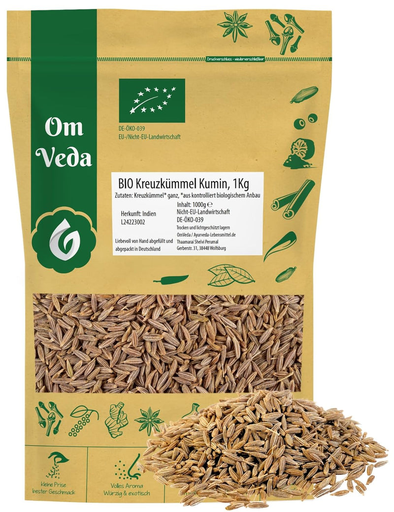 BIO Kreuzkümmel Kumin ganz 1Kg | Kreuzkümmelsamen Kreuzkümmelsaat Gewürz | Indische Ayurveda Küche |