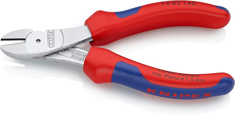 Knipex Kraft-Seitenschneider verchromt, mit Mehrkomponenten-Hüllen 140 mm 74 05 140 verchromt 140 mm