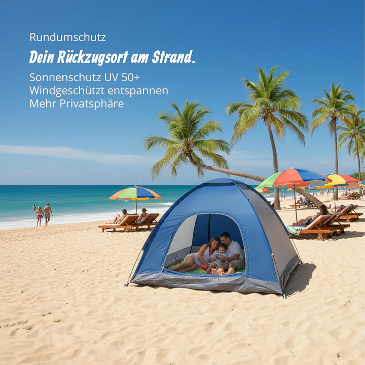 Relaxdays Pop Up Zelt Strand, Wurfzelt, 2-3 Personen, kleines Packma , UV Schutz 50+, HxBxT: 135 x 2