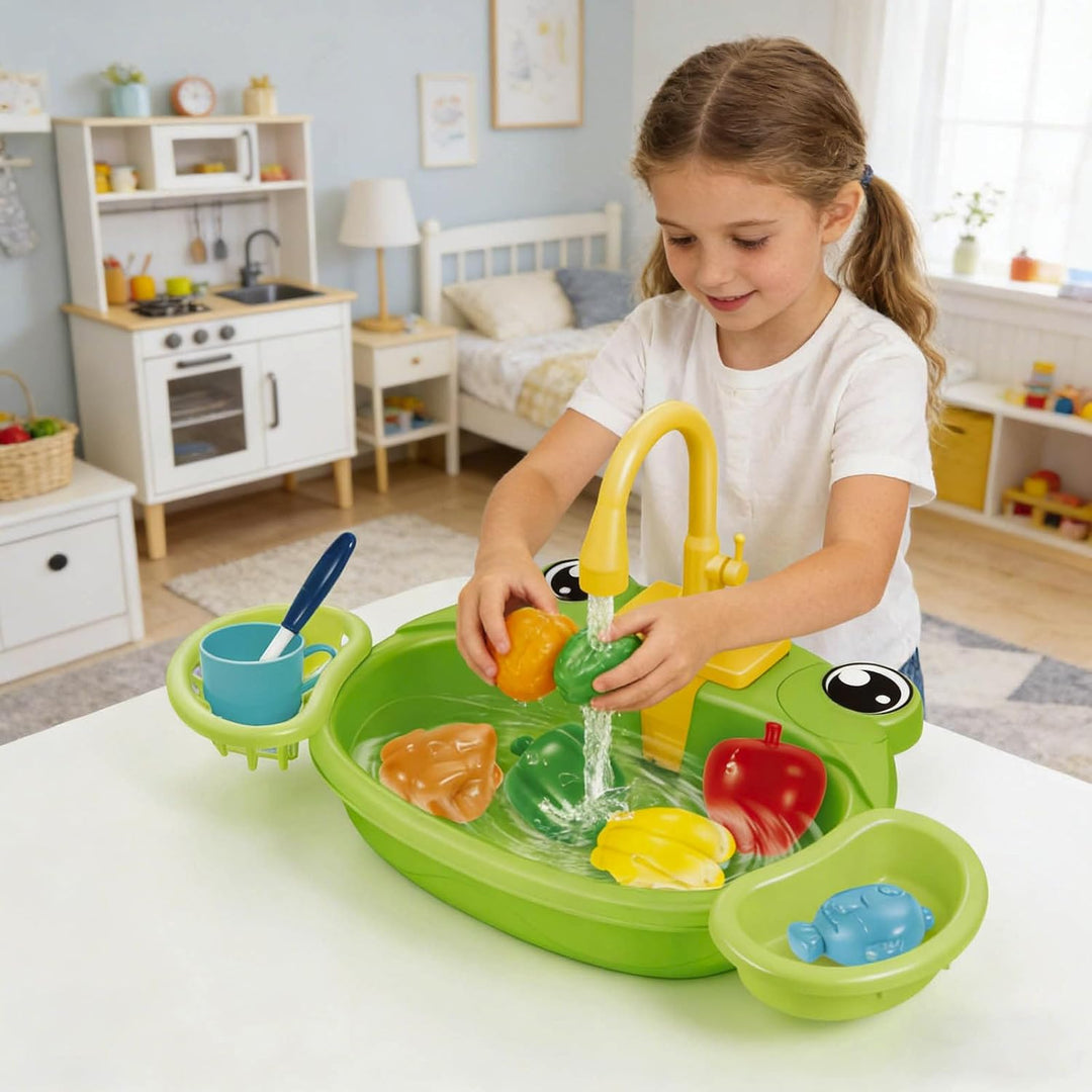 Spielküche mit fliessendem Wasser für Kleinkinder Rollenspielset mit drehbarem Wasserhahn Spielzeuge