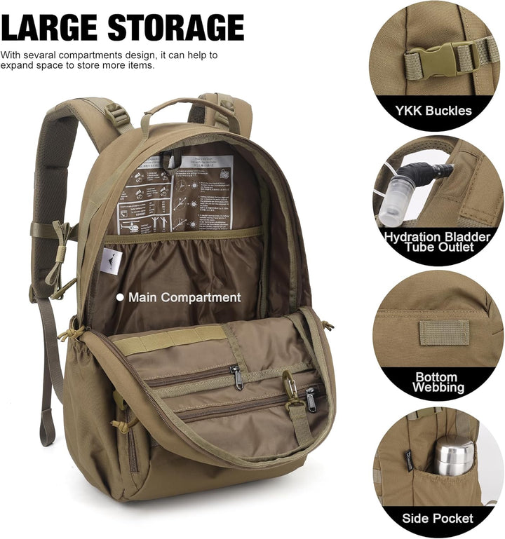 Mardingtop 30L Rucksack Herren Militär Wanderrucksack mit Rückenbelüftung | Trekkingrucksack Tactica