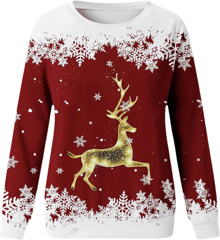 Weihnachtspullover Mädchen Goldenes REH Druck Lustig Weihnachts Pullover Weihnachten Kleidung Xmas S
