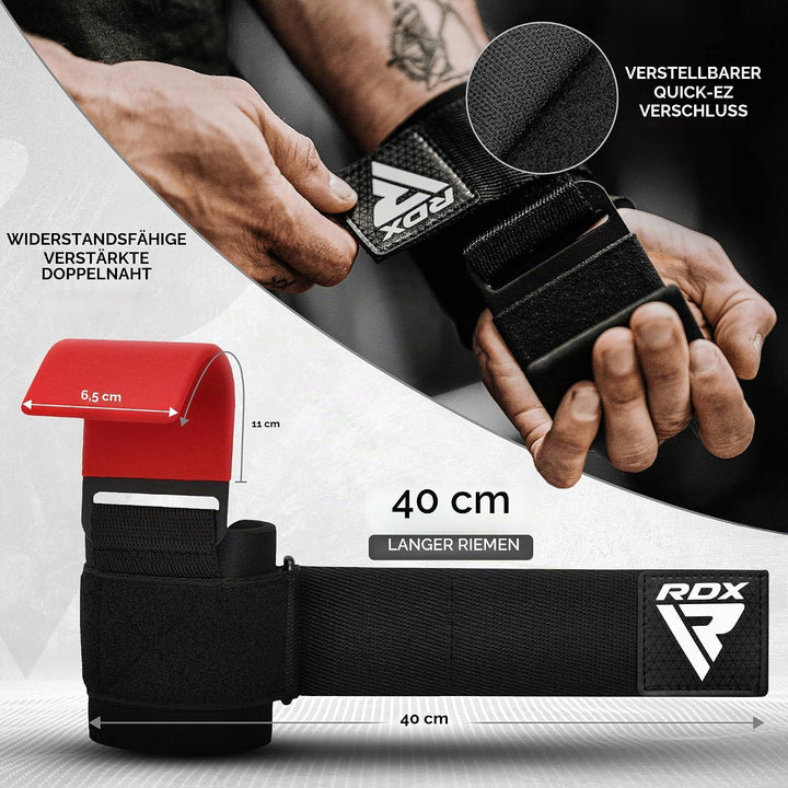 RDX Zughilfen Haken Krafttraining, 8mm Gepolstert Handgelenkschutz, Profi Bodybuilding Gewichtheben