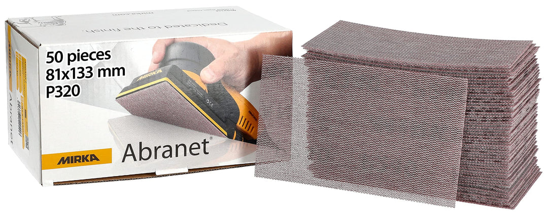 Mirka Abranet Netz-Schleifstreifen 81x133 mm Klett / Korn P320 / 50 Stk / zum Schleifen von Holz, Sp