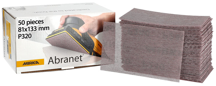 Mirka Abranet Netz-Schleifstreifen 81x133 mm Klett / Korn P320 / 50 Stk / zum Schleifen von Holz, Sp