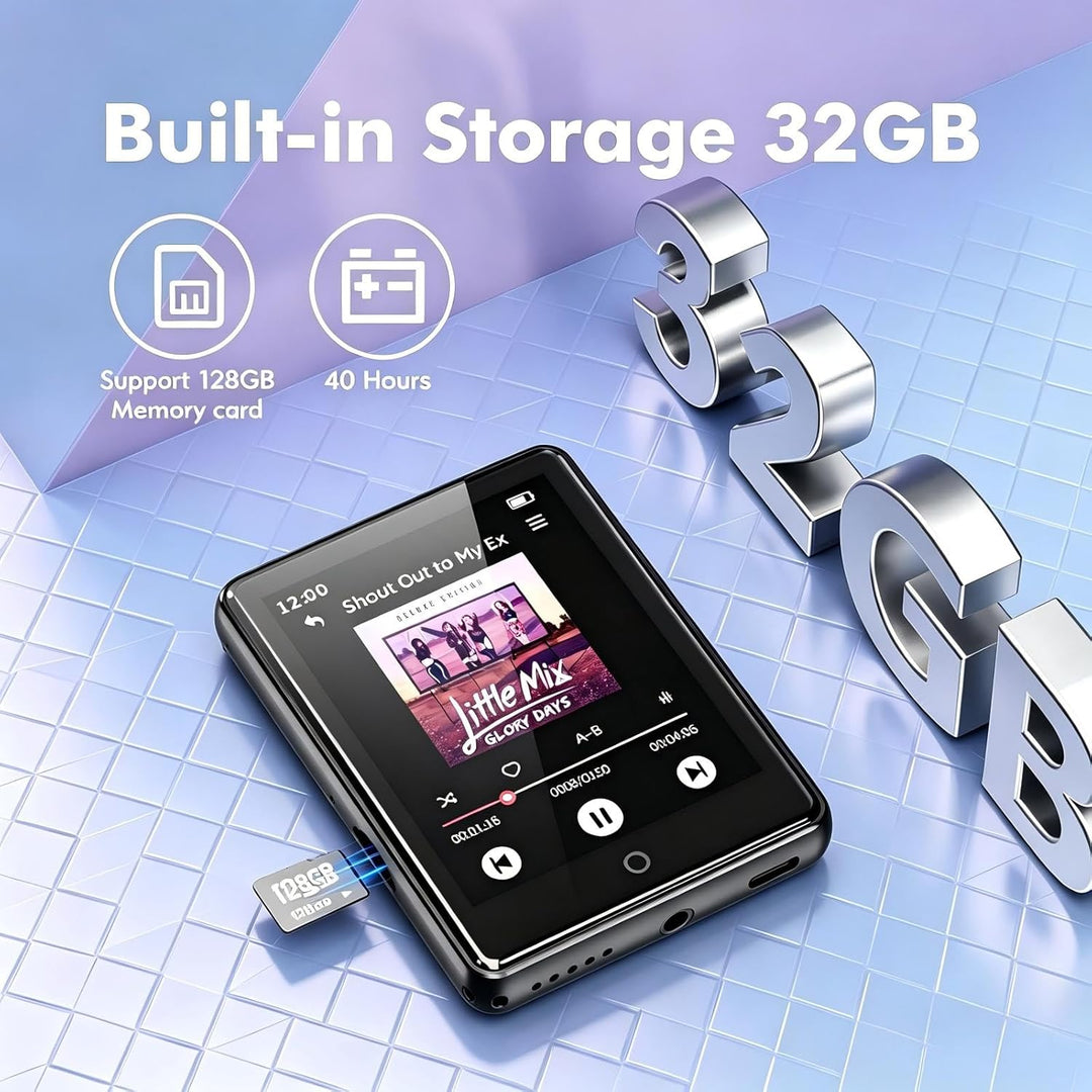 32GB MP3 Player mit Bluetooth 5.3, tragbarer MP3-Player mit Lautsprecher für Kinder HiFi-Klangqualit