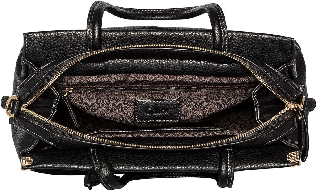 Gabor bags Gela Damen Shopper Umhängetasche Reissverschluss Beige 35 x 13,5 x 24 Schwarz, 35 x 13,5
