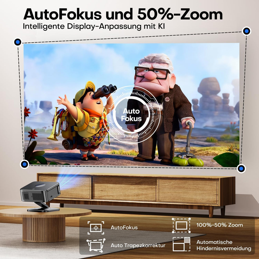 Beamer【Google TV/Autofokus & 1500 ANSI】 Full HD 1080P HORLAT Beamer 4K Heimkino mit WiFi 6, Bluetoot