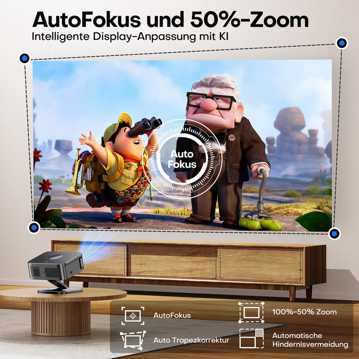 Beamer【Google TV/Autofokus & 1500 ANSI】 Full HD 1080P HORLAT Beamer 4K Heimkino mit WiFi 6, Bluetoot