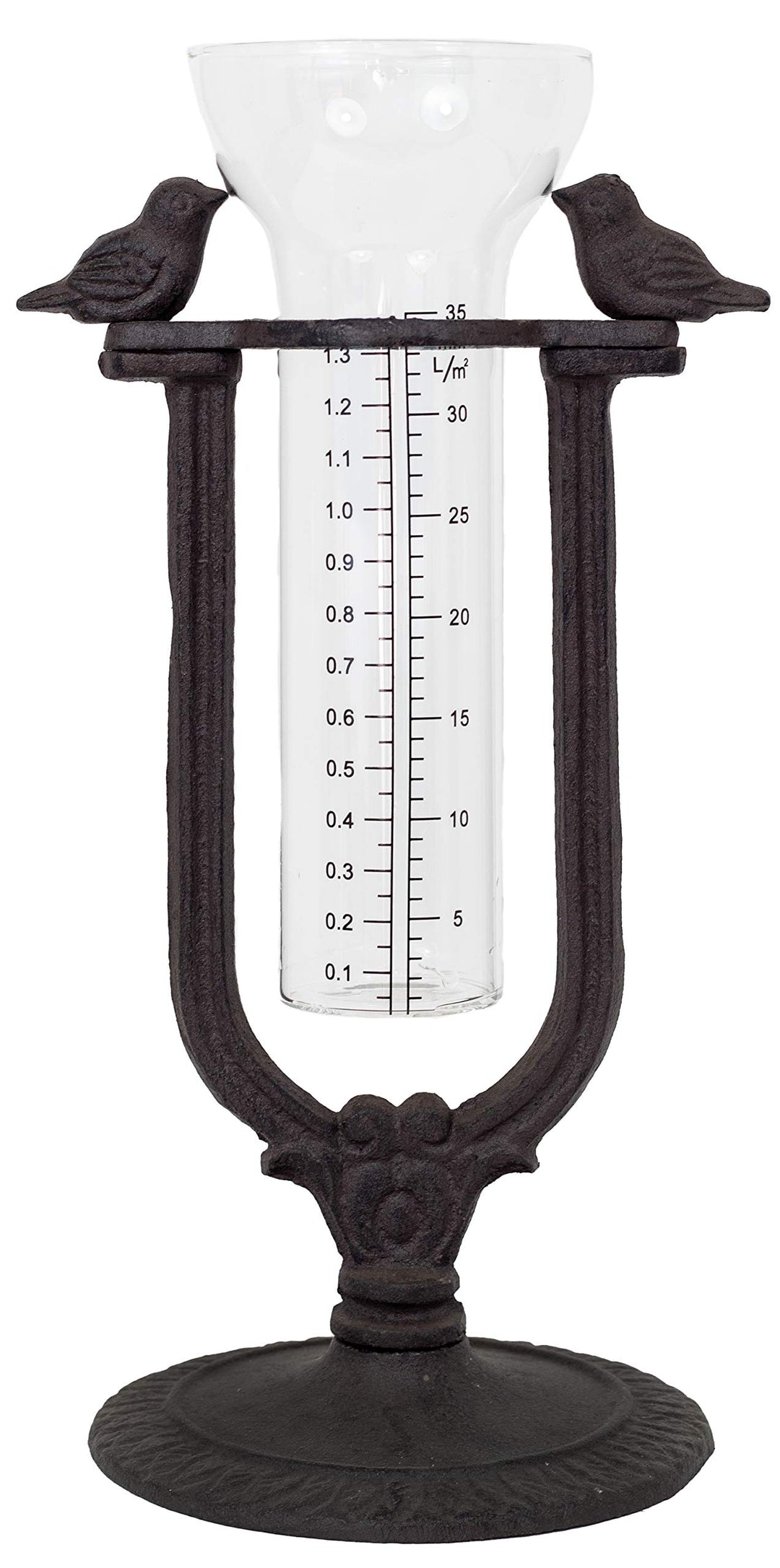 B2S BACK2SEASON Regenmesser Vogel Metall Stellen Glas Skala Niederschlagsmesser Wetterstation Garten