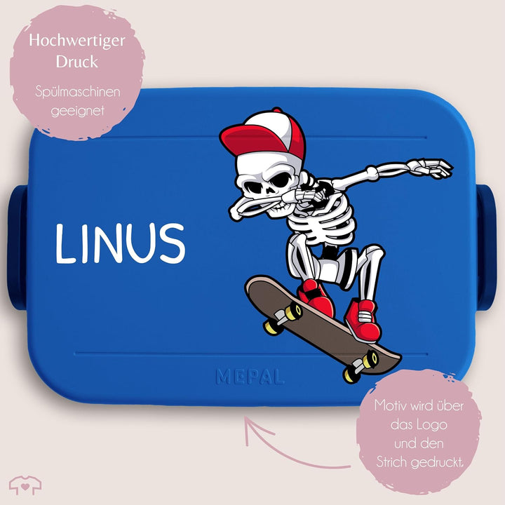 Kinder Bento Box Midi Lunchbox für Mepal Bentobox - Dabbing Skelett Skateboard | Dab Skelett Skater