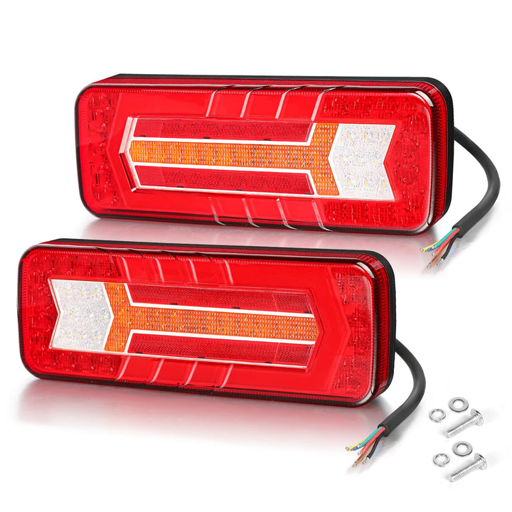2 Stück LED Anhänger Rücklicht, 12V 24V Rückleuchten, IP67 Wasserdicht mit Fahr, Brems, Lenk, Rückfa