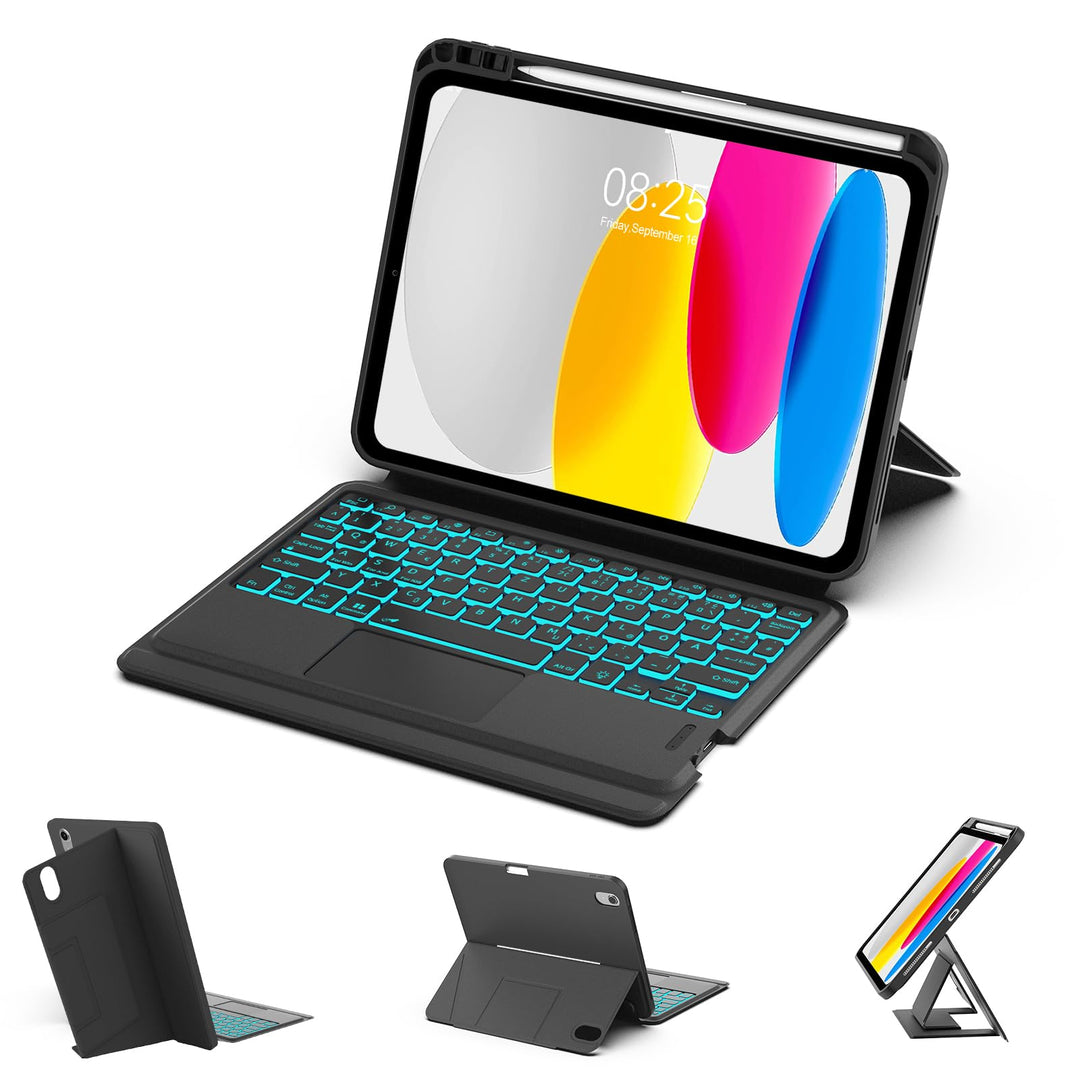 IVEOPPE Tastatur für iPad A16 11. Generation, QWERTZ Deutsch Bluetooth, Hülle Tastatur für iPad 10 1